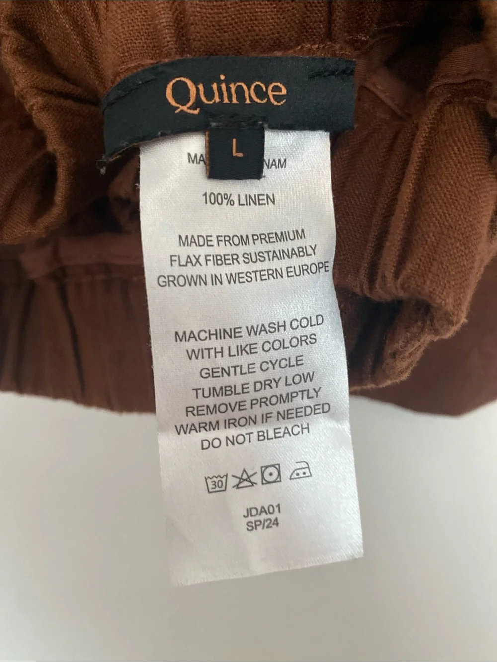 Quince 100% European Linen Pull-On Pants | Large | Brown | Good Condition